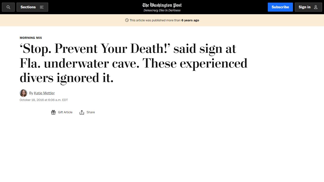 ‘Stop. Prevent Your Death!’ said sign at Fla. underwater cave. These ...